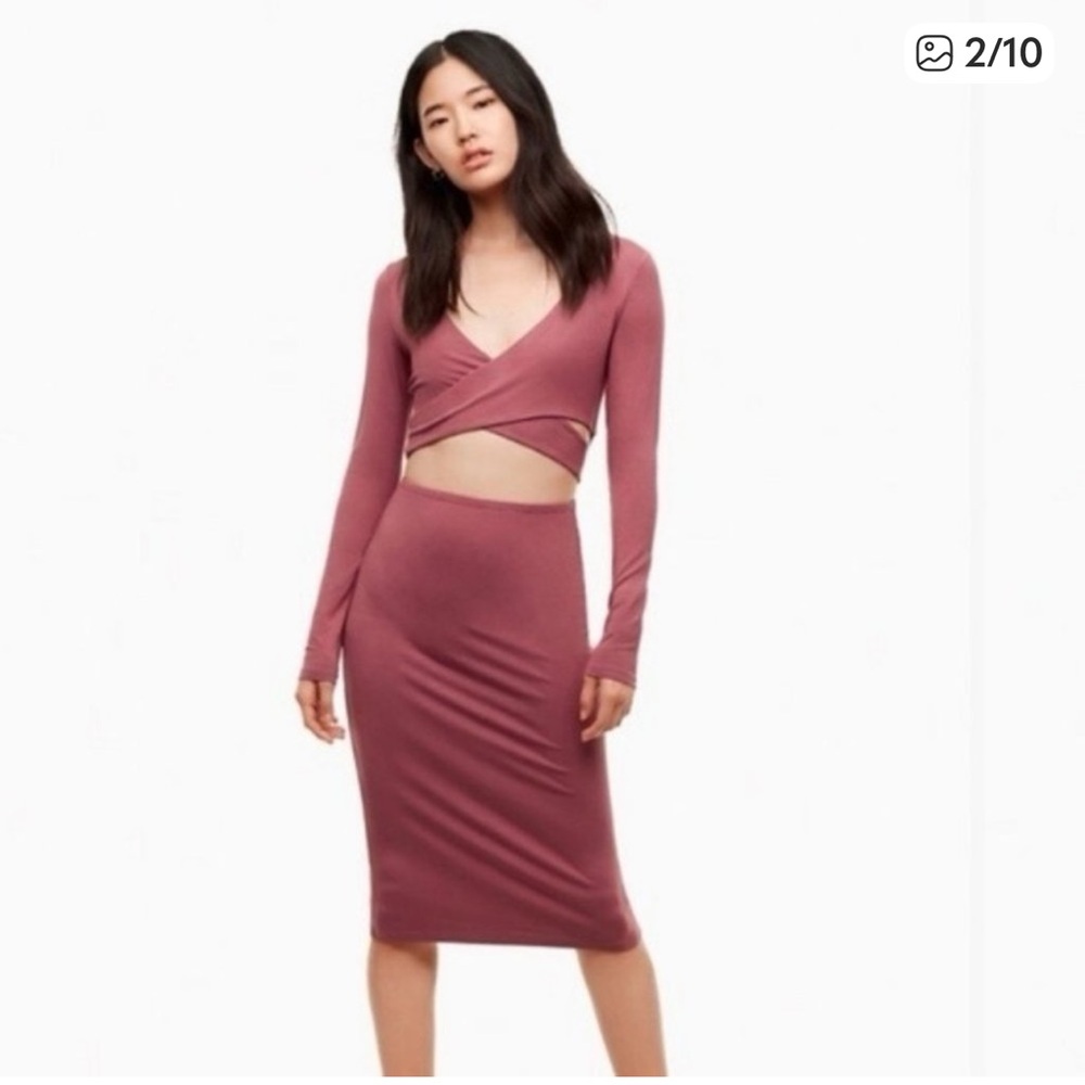 Wilfred Aritzia Nicolay Midi Wrap Cutout Midi Dress Size Medium New with tag